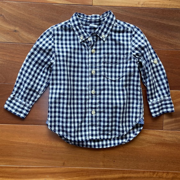 Baby GAP Navy White Checked Button Down Shirt 18-24m - Picture 1 of 6